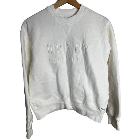 Aritzia TNA Sweatfleece Cozy XS Honey White Crewneck Pullover - Picture 1 of 6
